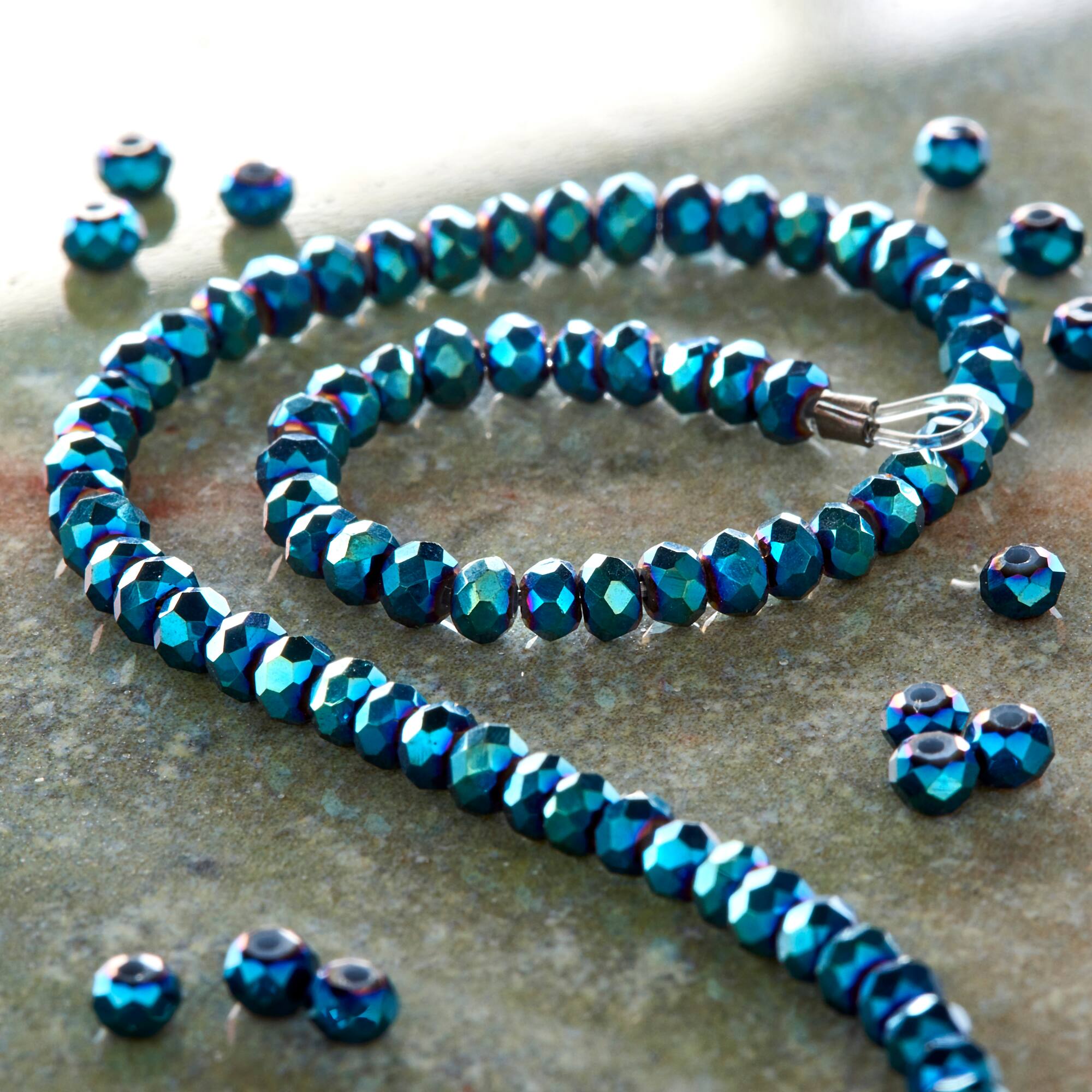 Sapphire Iris Glass Rondelle Beads, 3mm by Bead Landing™